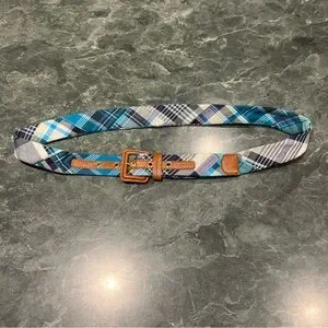 Talbots Blue Plaid Belt Size Medium 100% Cotton NWT 214061526_6121.jpg main image 4
